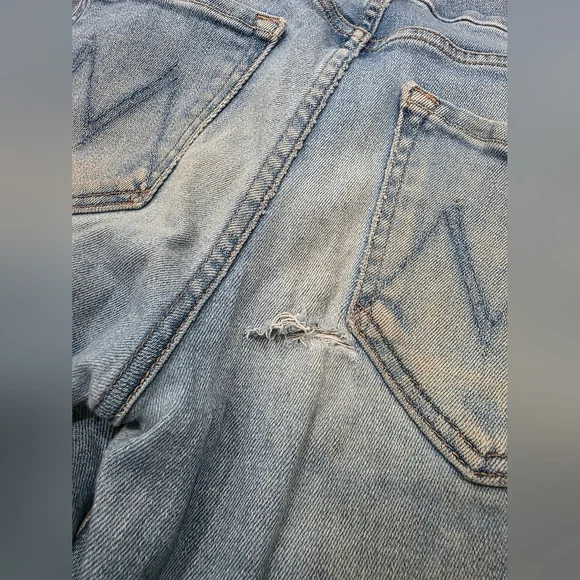 MOTHER Jeans Denim  Looker Ankle Fray Hey Sun Wash 26 Nwot Distressed Boho Y2k - Picture 10 of 16